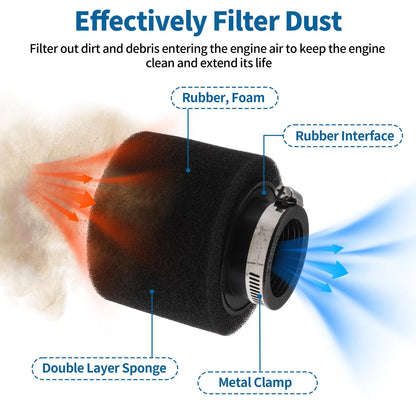 1 x Motorcycle Air Filter Universal 41-43 mm Rubber Foam Black for Make Model