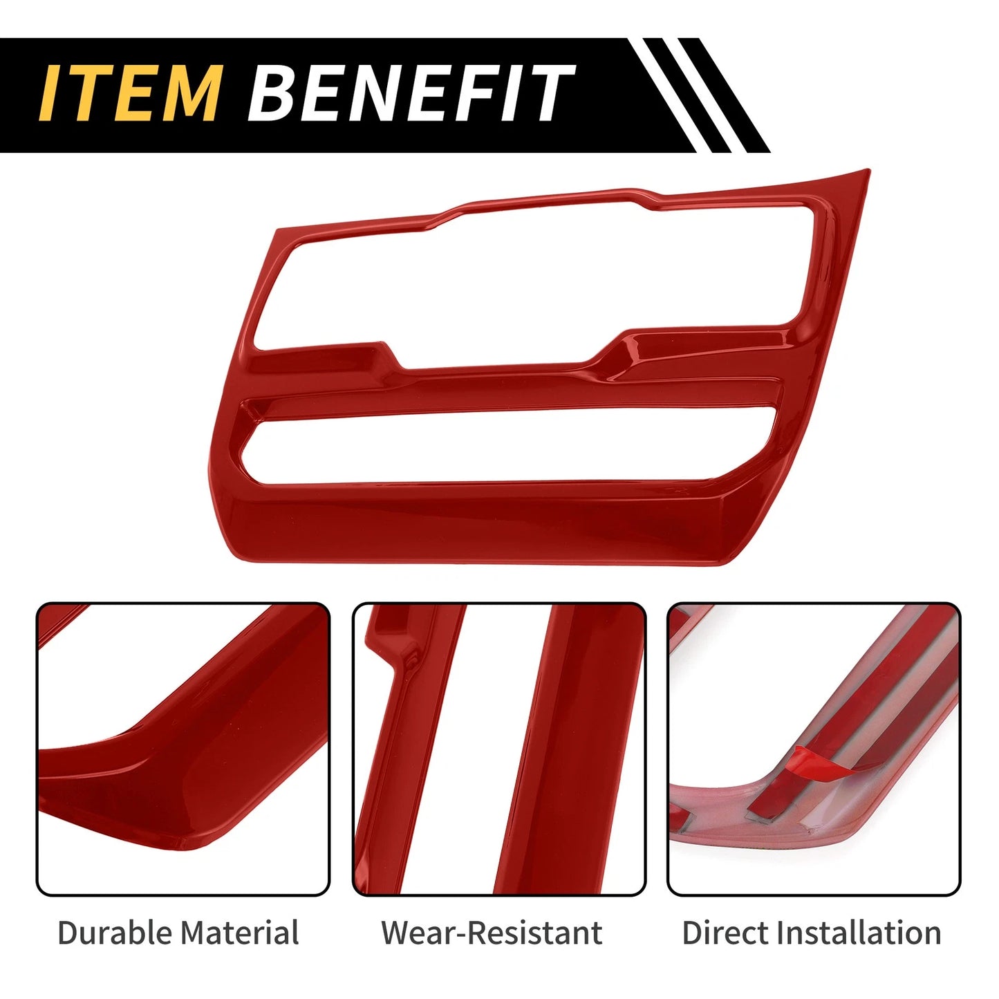 Dashboard Center Control Panel Cover for Jeep Wrangler JL JLU (2018-2024) Red
