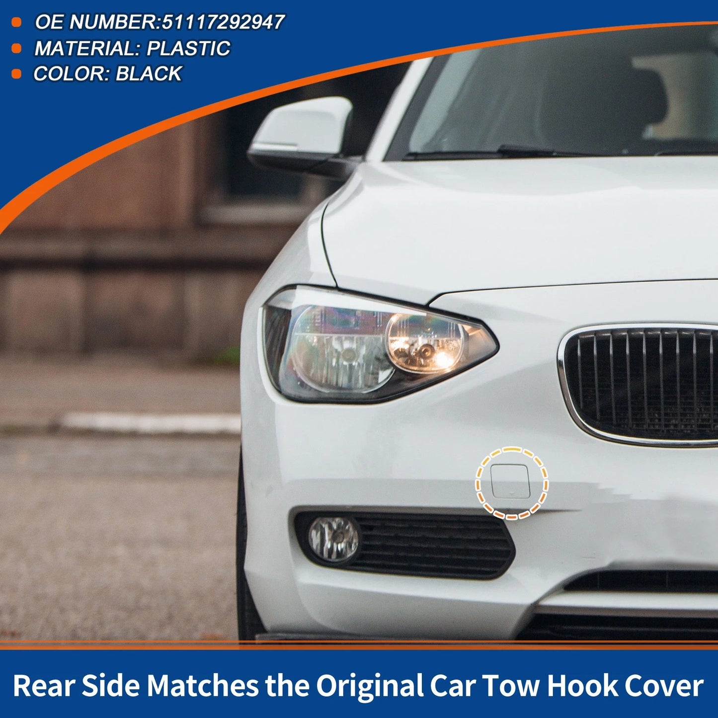 Tow Hook Cover for BMW 1 Series F20 F21 (2011-2019) Black