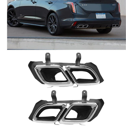 2 x Silver Rear Tail Exhaust Muffler Tips for Cadillac CT4 (2020-2021)