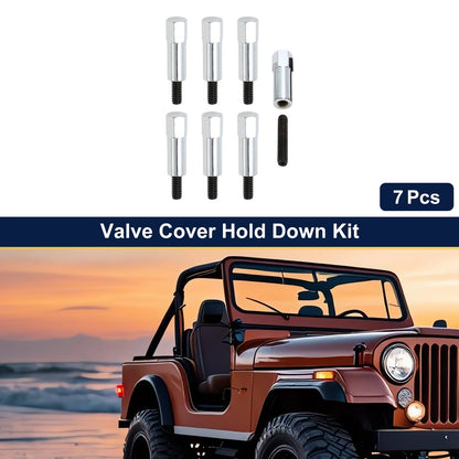 Valve Cover Hold Down Kit 7 x Pcs for Jeep CJ5 (1965-1983) Silver Tone Metal