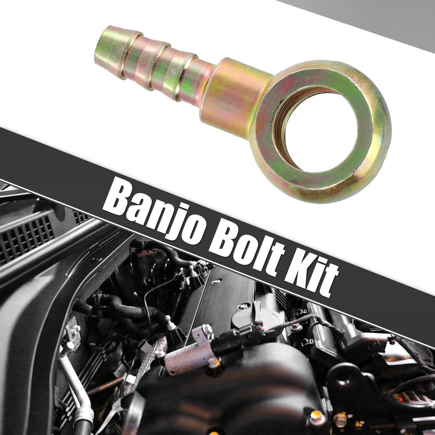 M12x1.5 Banjo Bolt Kit with Copper Washers for Motorcycle Bronze Tone