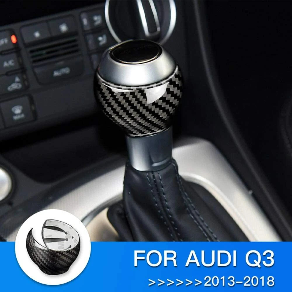Real Carbon Fiber Gear Shift Knob Head Caps Cover Trim For Audi Q3 2013-2018
