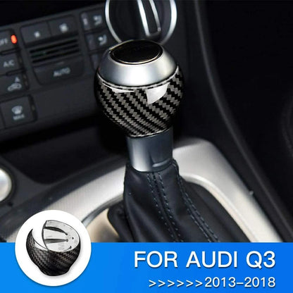 Real Carbon Fiber Gear Shift Knob Head Caps Cover Trim For Audi Q3 2013-2018
