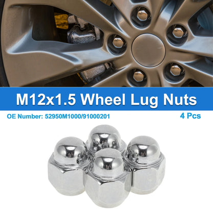 4 Pcs M12x1.5 Wheel Lug Nuts for Hyundai Accent (2007-2009)