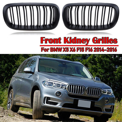 Front Kidney Grille for BMW X5 X6 F15 F16 2014-2018 2 x Matte Black Grills