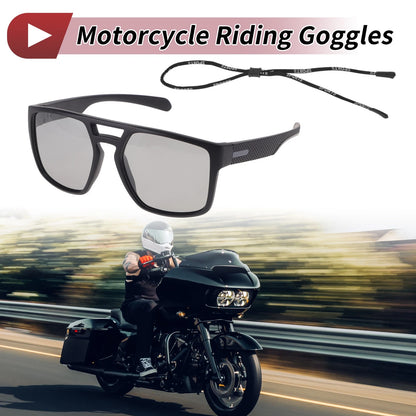 Motorcycle Riding Goggles Light Gray Lens Black Gray Frame Tri-Acetyl Cellulos
