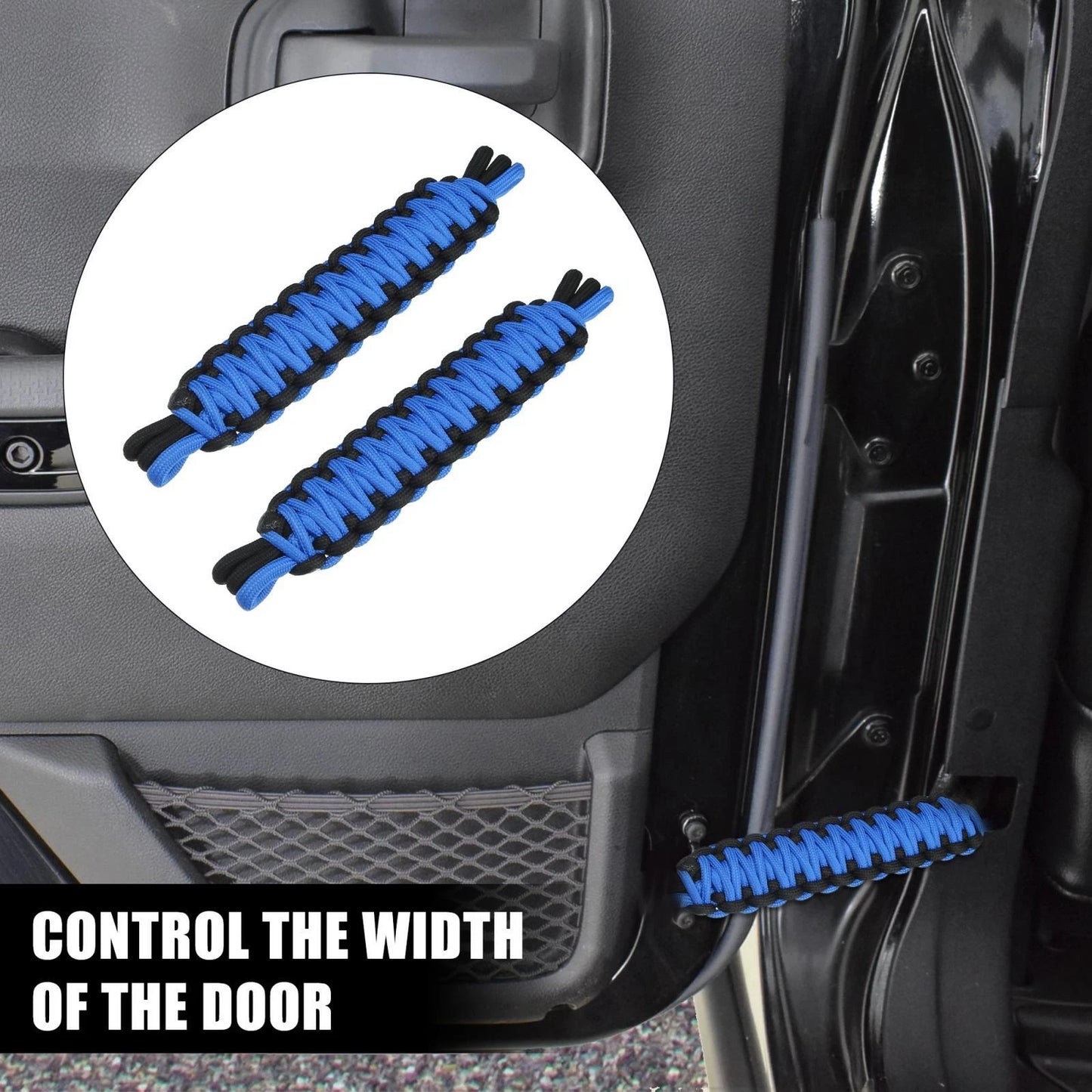 Nylon Door Limiting Check Straps for Wrangler TJ JL (1987-2021) Black Blue