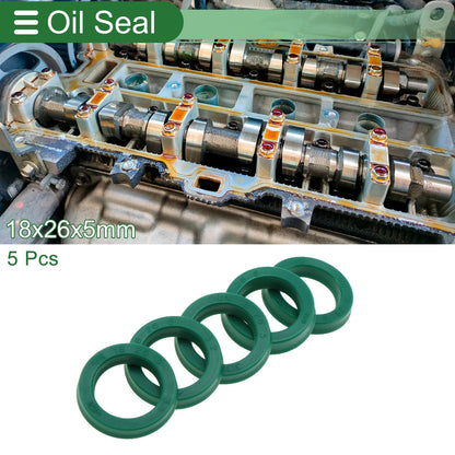 Oil Seal / 18x26x5mm / Rotary Shaft Seal TPU Green 5 Pcs