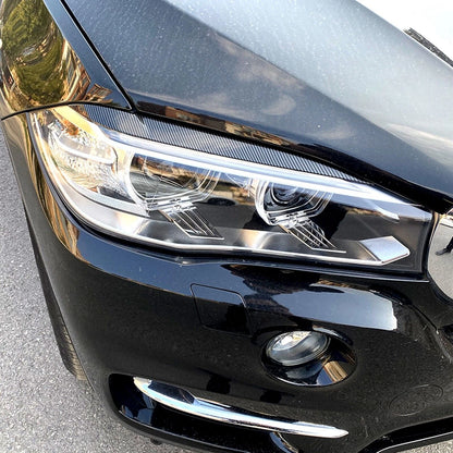 2 x Headlight Eyelid Covers for BMW X5 X6 F15 F16 (2014-2018) Carbon Style