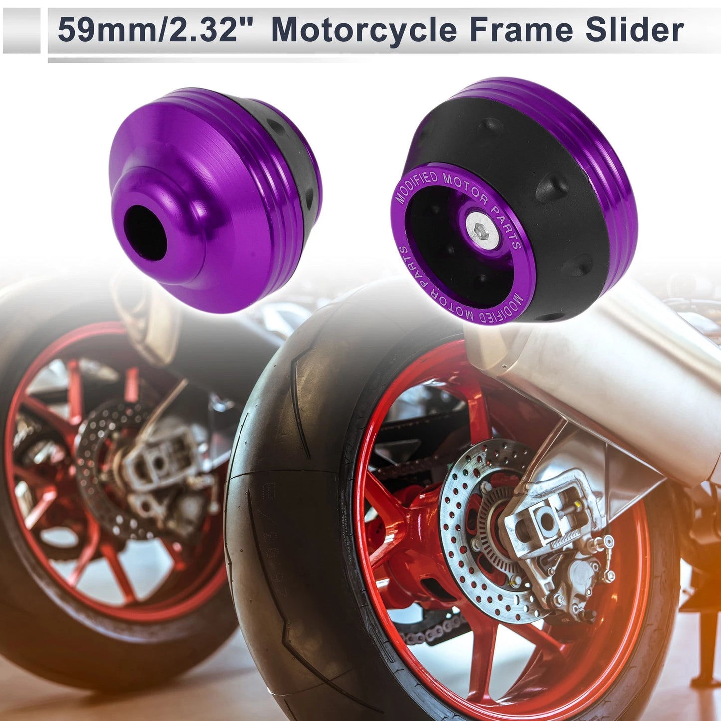2 x 15mm Aluminum Alloy Plastic Motorcycle Slider Frame Purple for Make Model