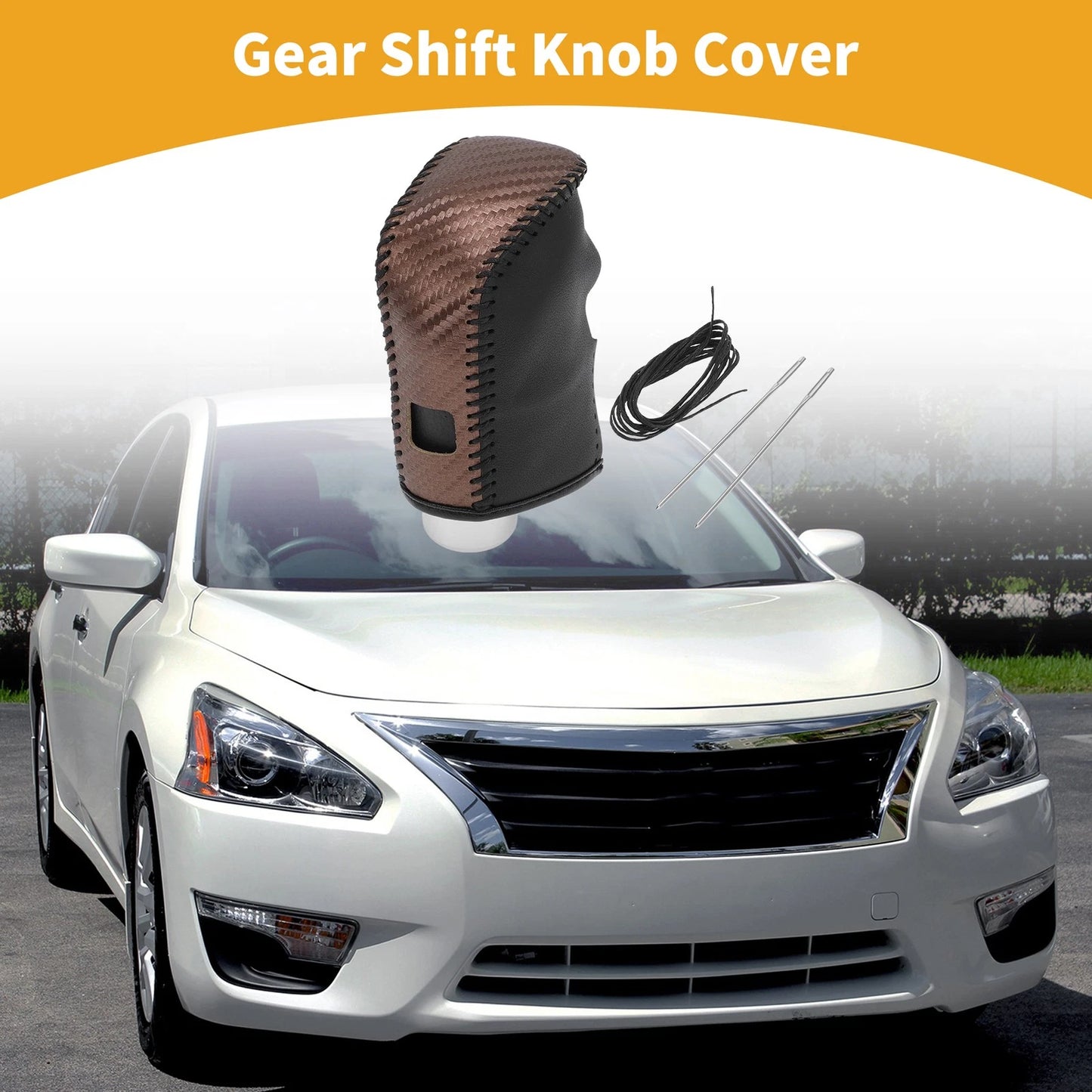 Brown Carbon Fiber Gear Shift Knob Cover for Nissan Altima (2019-2024)