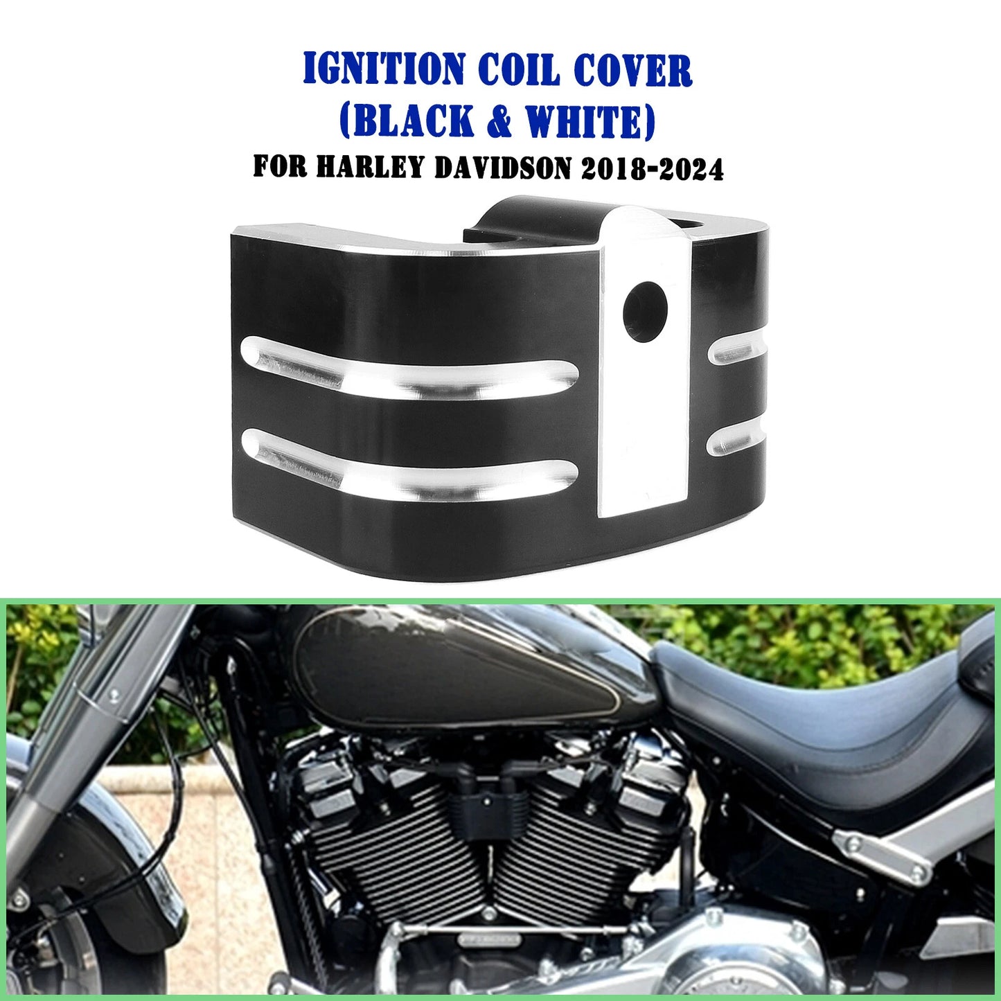 Ignition Coil Cover for Harley Davidson Softail 2018-2024 Black White