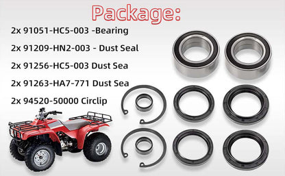 Front Wheel Bearings & Seal Kit for Honda Rancher 350/400/420 4x4