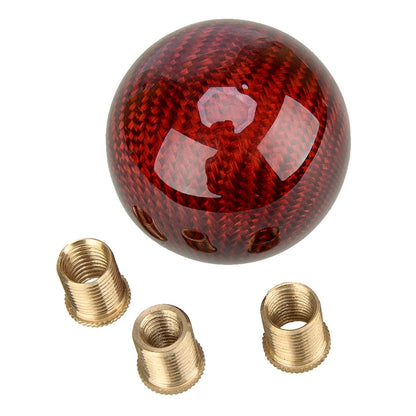 Carbon Fiber Red Ball Manual MT Gear Shift Knob w/ 3 Adapters for Car