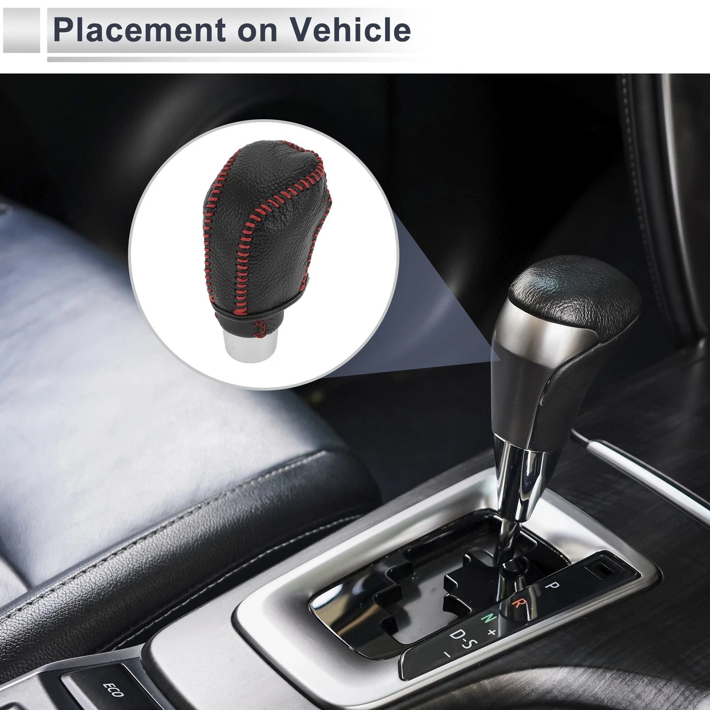 1 Pc Gear Shift Knob Cover for Toyota Camry (2019-2022) Pebbled Black Red