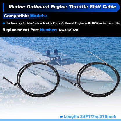 2 x Boat Throttle Shift Control Cable Outboard Remote Cable Black