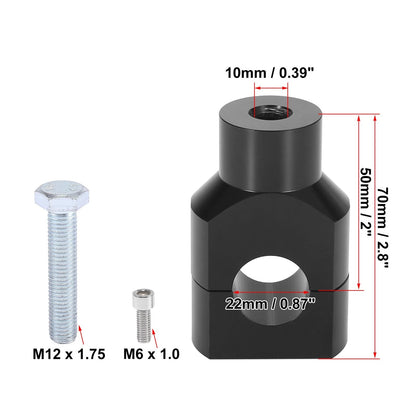 Handlebar Mounting Riser Clamp 7/8" 22mm for Motorcycle Black