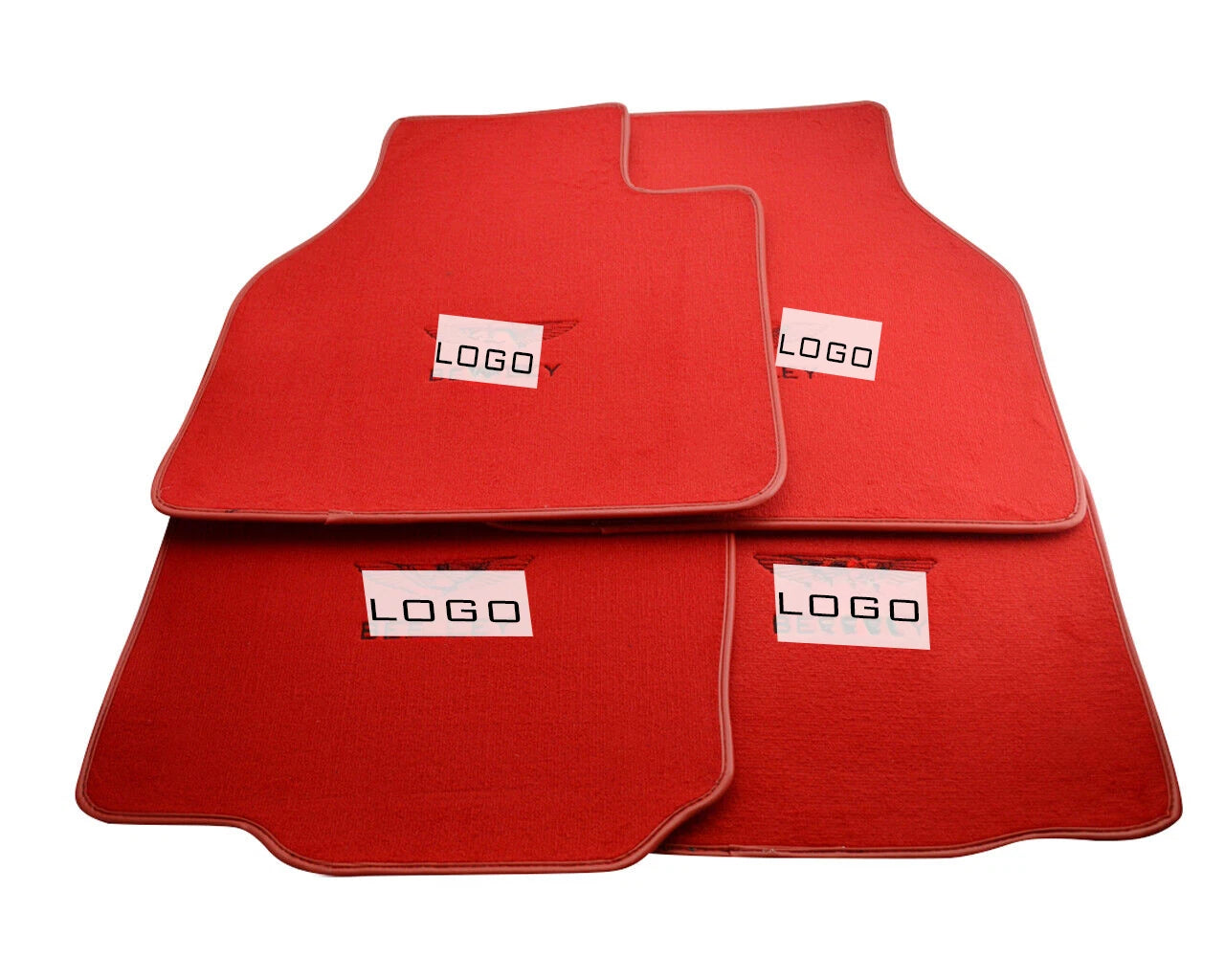 Tailored Red Floor Mats for Bentley Flying Spur with Custom Emblem (2005-2023)