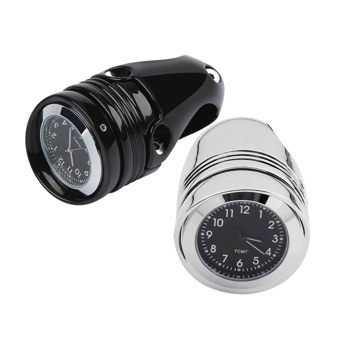 1 x Chrome/Black 1.25" Handlebar Mount Clamp Clock for Harley