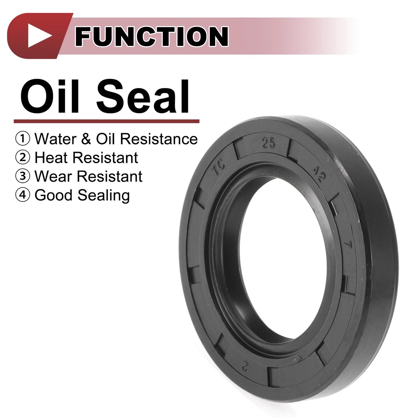 Rotary Shaft Seal 25x42x7mm Oil Seal Nitrile 70D Black 5 Pcs for Make Model