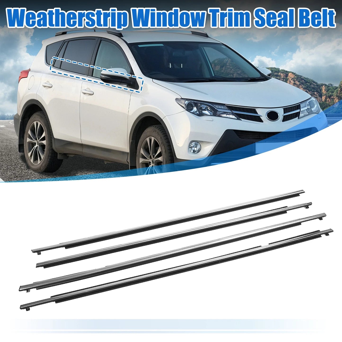 4pcs Weatherstrip Window Trim Seal for Toyota Rav4 (2013-2018)