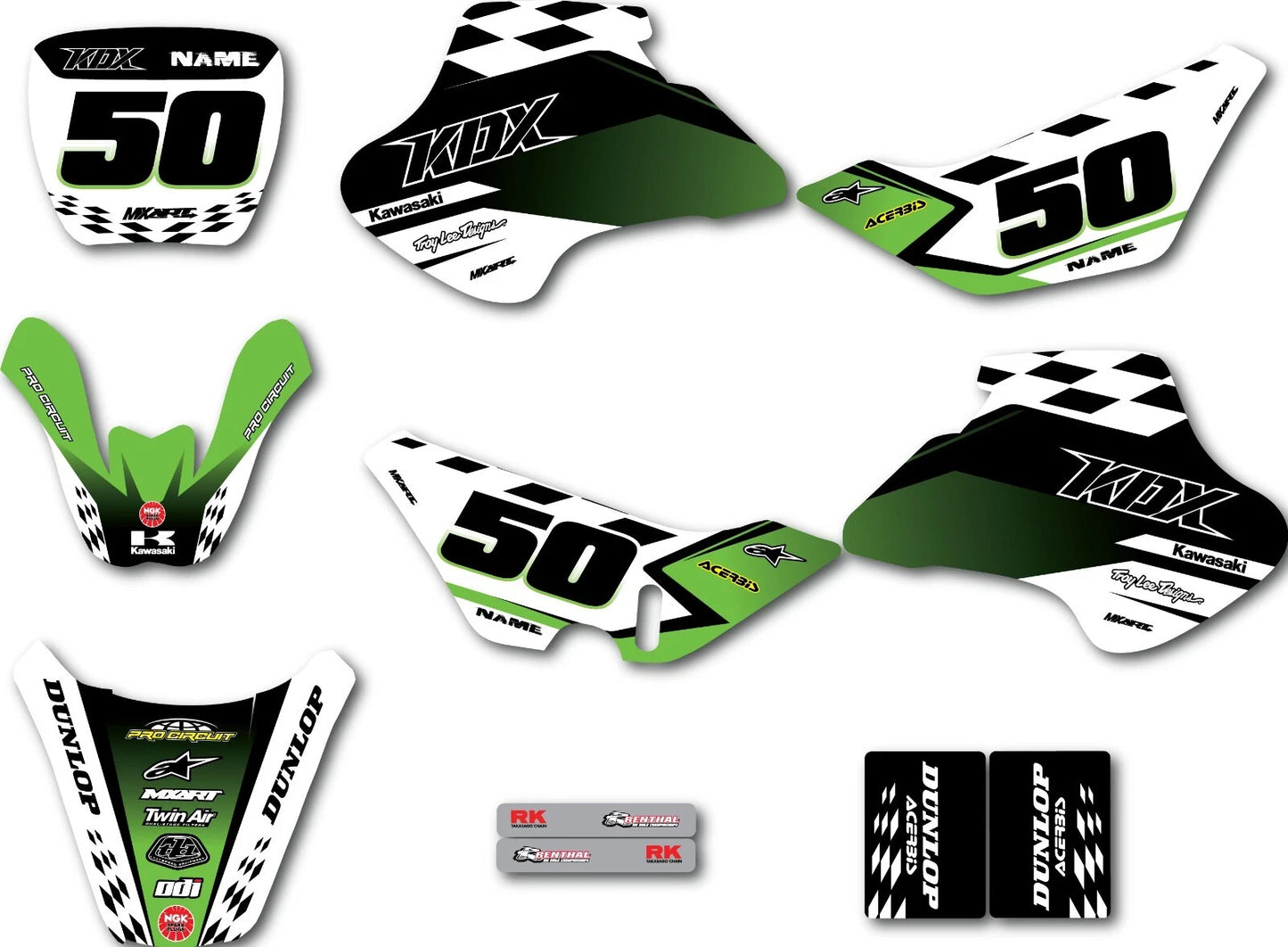 Custom Graphic Kit for Kawasaki KDX 50 Loop Style Stickers