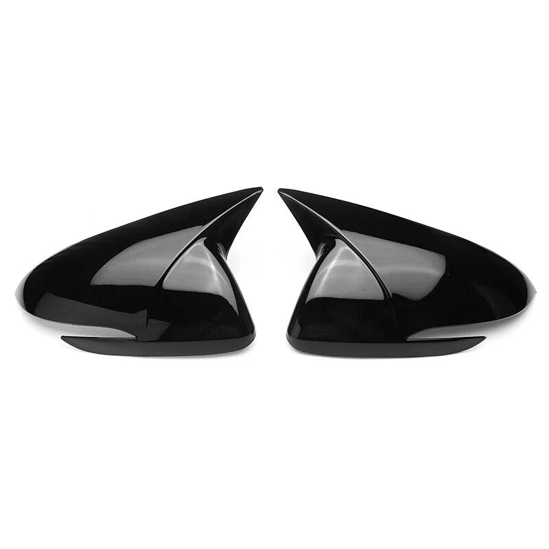 2 x Gloss Black Rear View Side Door Mirror Covers for Hyundai Elantra (2016-2019)
