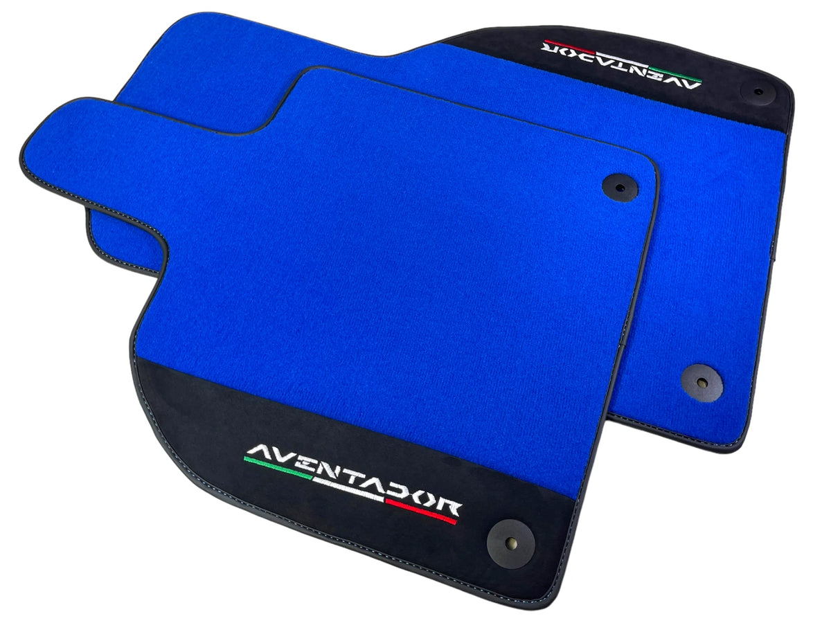 Blue Floor Mats for Lamborghini Aventador 2012-2022 with Alcantara Leather