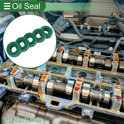Oil Seal 14x28x10mm Rotary Shaft Seal TPU Green 5 Pcs