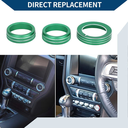 Headlight Switch Knob Cover for Ford Mustang 2015-2021 - 3 x Green Covers