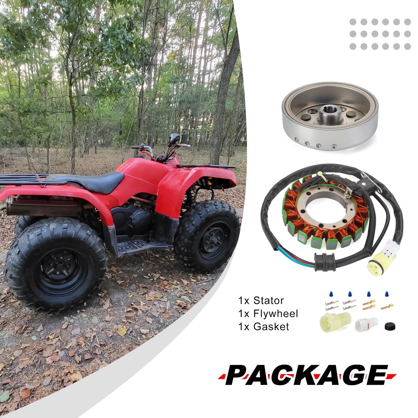 Stator + Flywheel Rotor + Gasket for Yamaha Bruin/Wolverine/Grizzly 350