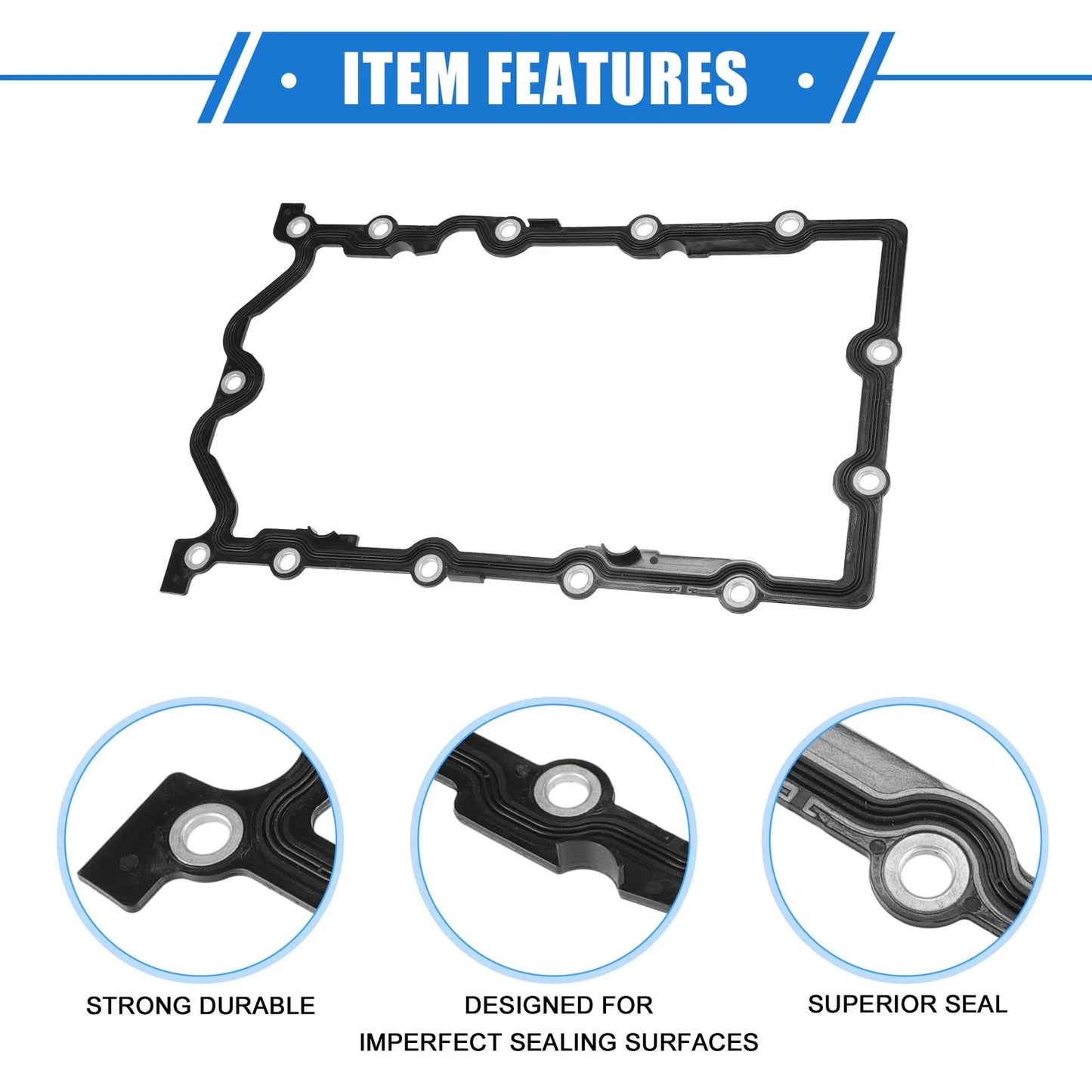 Oil Pan Gasket for Mini Cooper 1.6L 2004-2008 Rubber Black