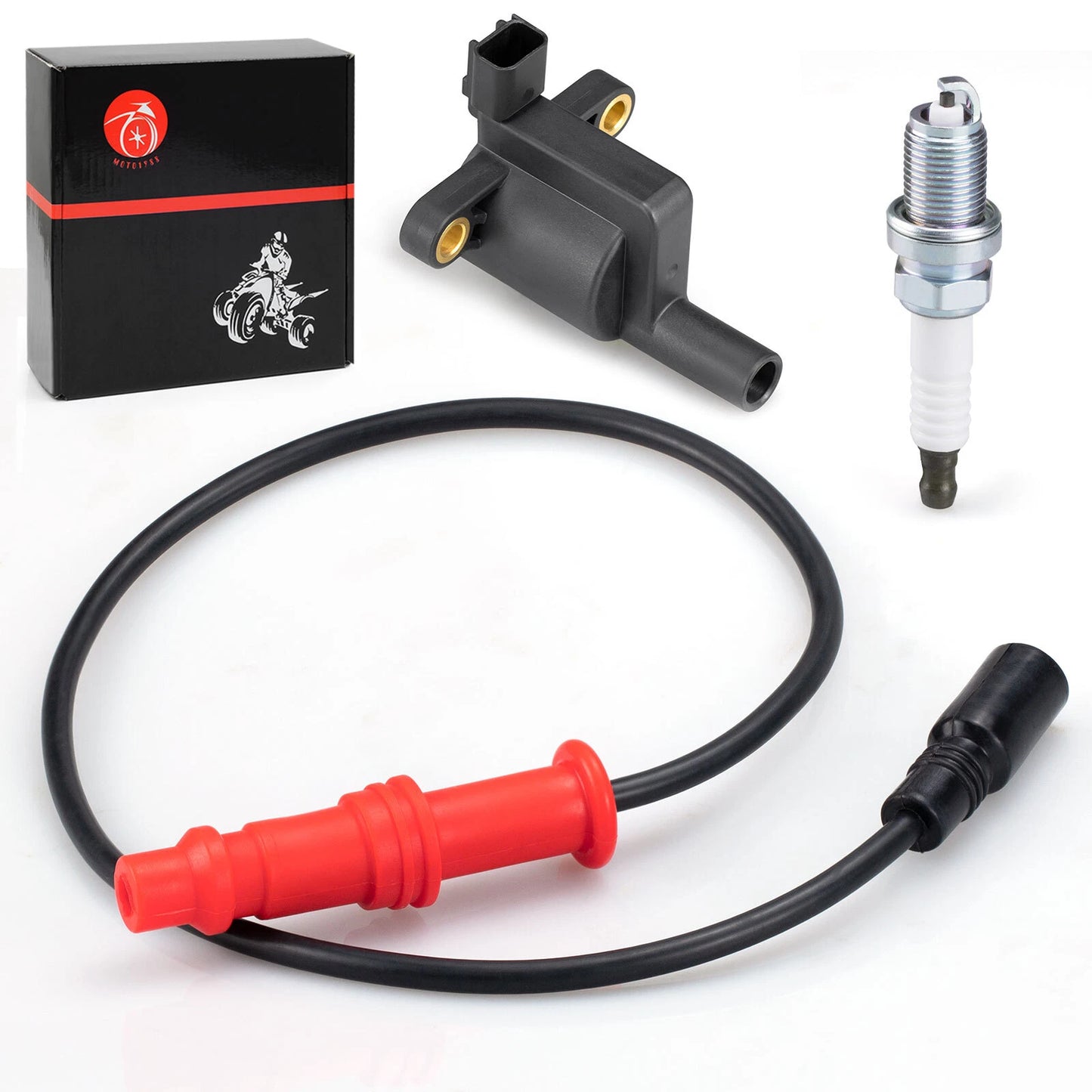 Ignition Coil w/ Wire Cap & Spark Plug for Polaris Ranger 500 4x4 (2008-2012)