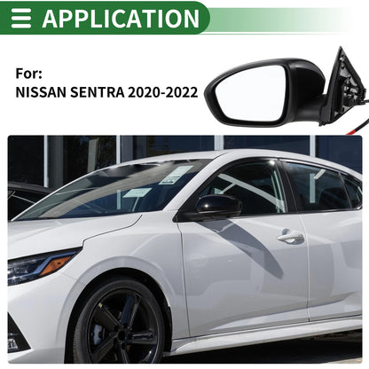 Right Side Door Mirror for Nissan Sentra 2020-2022 Manual Folding Black
