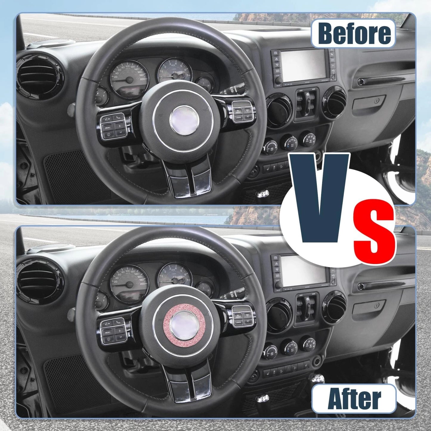 Pink Steering Wheel Cap Trim Ring for Jeep Wrangler Compass (2007-2023)