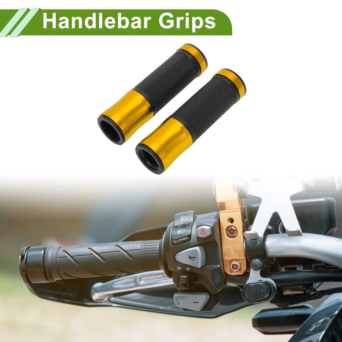 7/8" 22mm Hand Grips Aluminum Alloy Gold Tone for Motorcycle