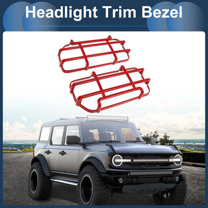 Headlight Trim Bezels for Ford Bronco 2021-2023 (2 x Red)