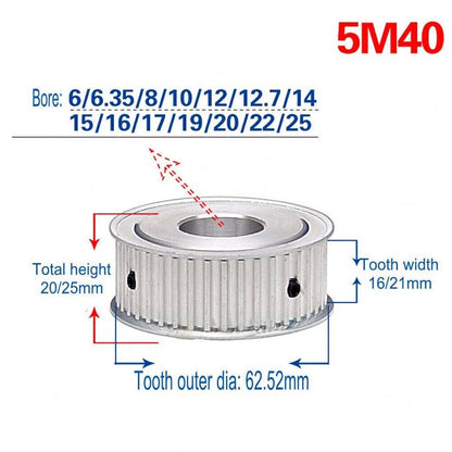 Timing Pulley for 15/20mm Width Belt - 5M 12T-60T Synchronous Wheel