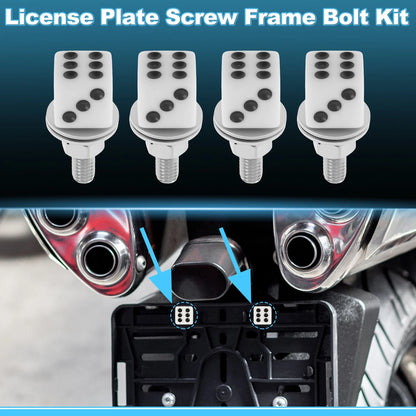 4 pcs Universal Motorcycle M6 License Plate Screws Cover 3.45 cm White