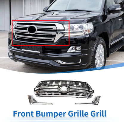 Front Upper Bonnet Bumper Grille for Toyota Land Cruiser LC200 (2016-2020) Black