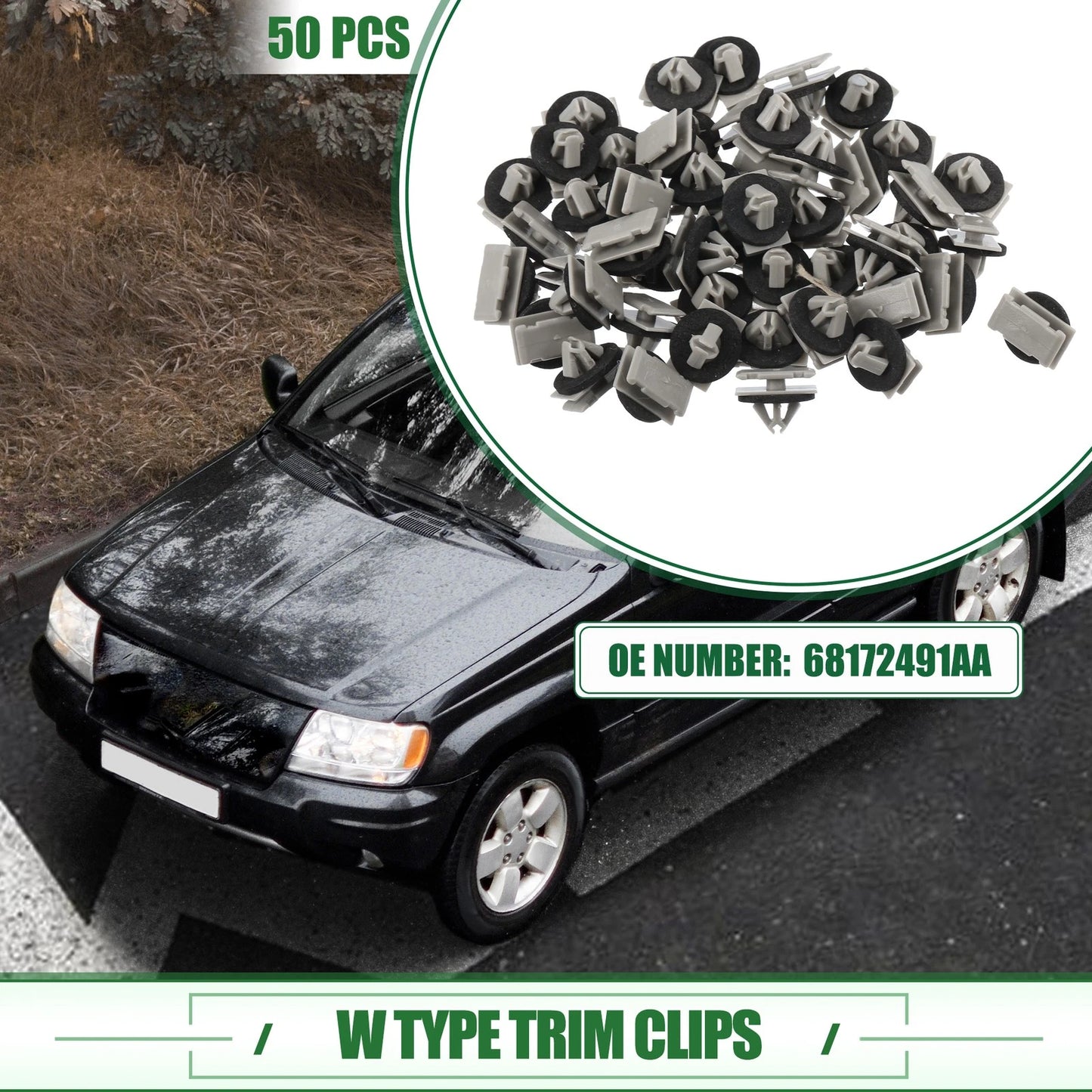 Car W Type Trim Clips for Jeep Grand Cherokee (2012-2021) - 50 Pcs