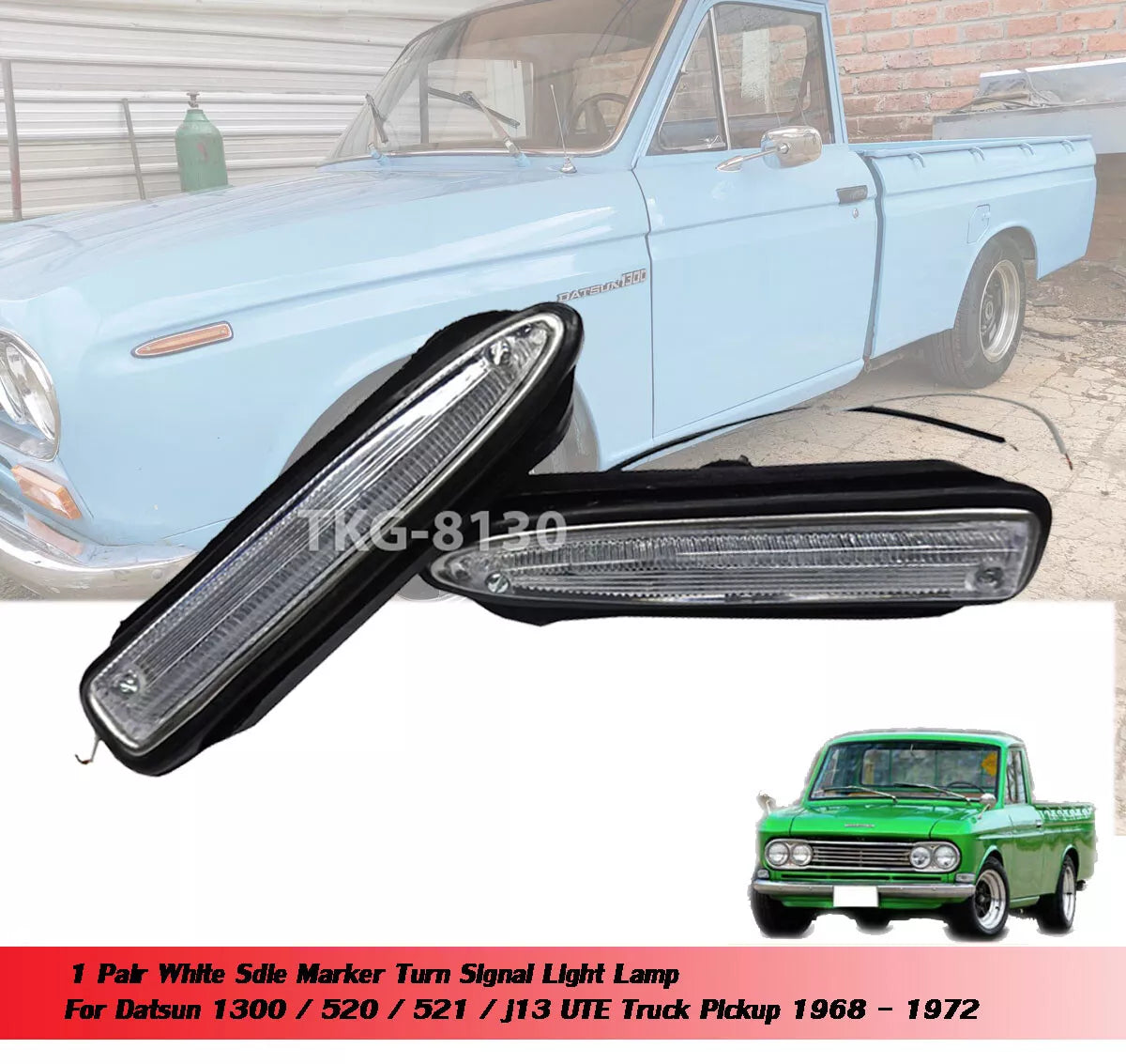White Side Marker Turn Signal Lamp for Nissan Datsun 1300 520 521 (1968-1973)