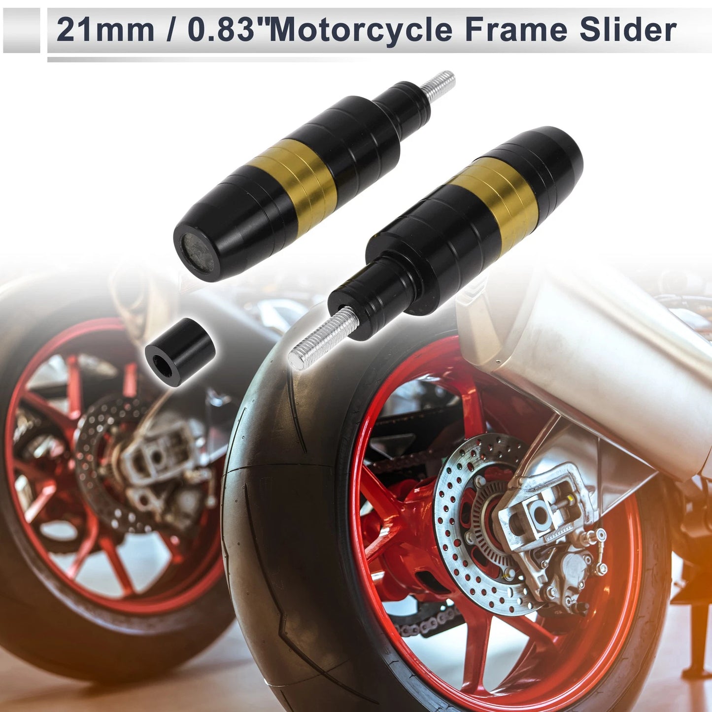 8mm Aluminum Alloy Motorcycle Slider Frame 2 x Pcs Gold Tone for Make Model