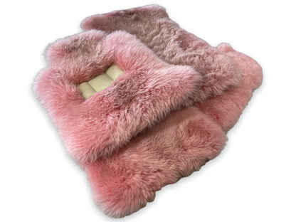 Pink Genuine Sheepskin Floor Mats for Rolls Royce Dawn (2016-2019)