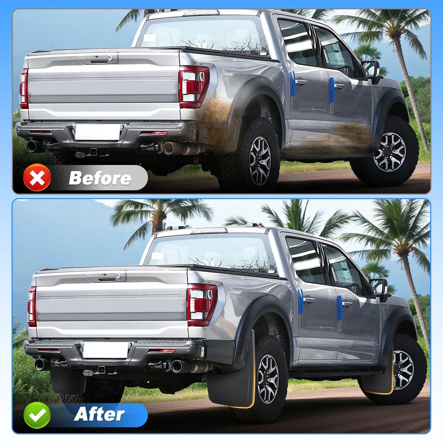 Front & Rear Splash Guards Mud Flaps for Ford F-150 (2021-2025)