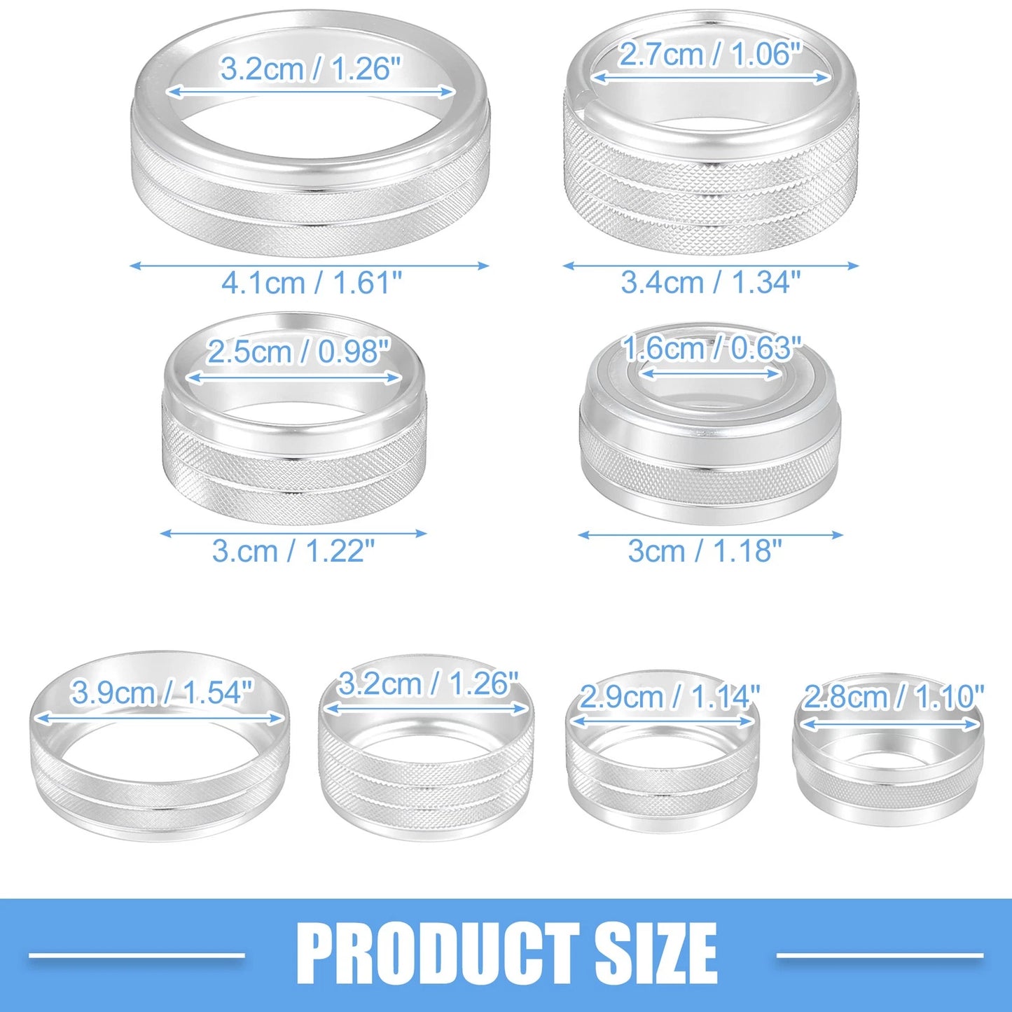 8 Pcs Car AC Vent Ring Cover Trim for GMC Sierra Aluminum Alloy Silver Tone