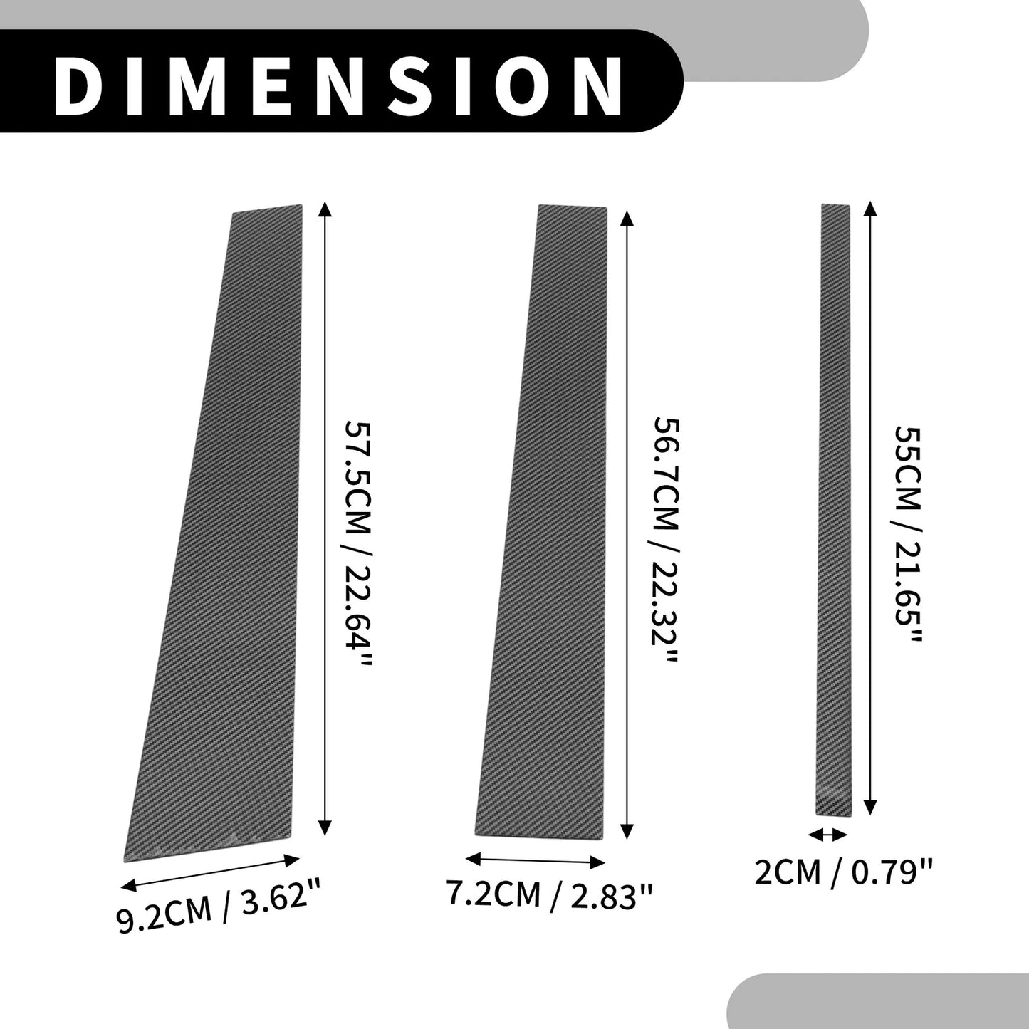 6 Pcs Black Carbon Fiber Car Pillar Window Trim Cover for Ford Expedition (1997-2016)