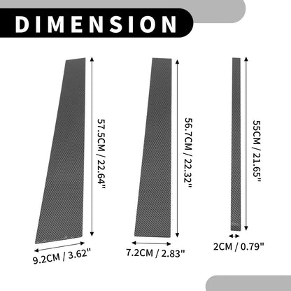 6 Pcs Black Carbon Fiber Car Pillar Window Trim Cover for Ford Expedition (1997-2016)