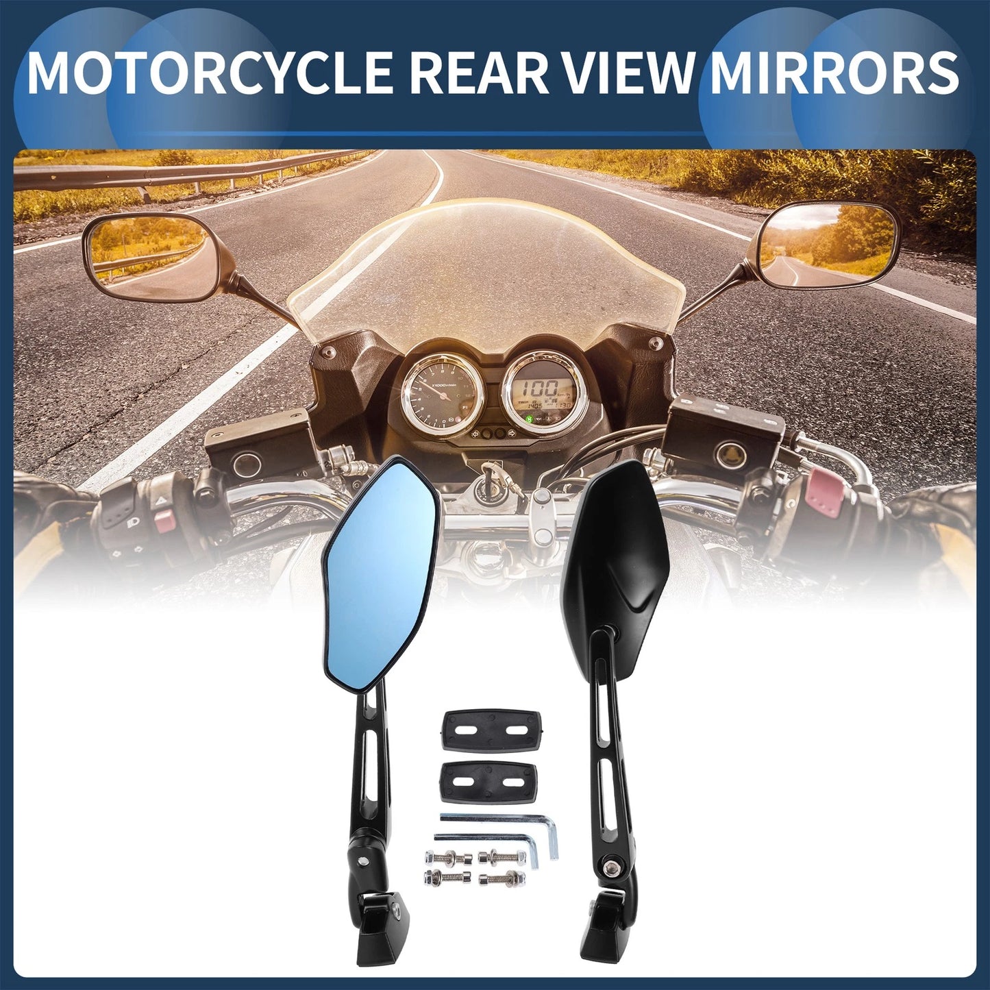 Set Motorcycle Rear View Mirrors Black Aluminum for Suzuki GSXR 600 750 1000